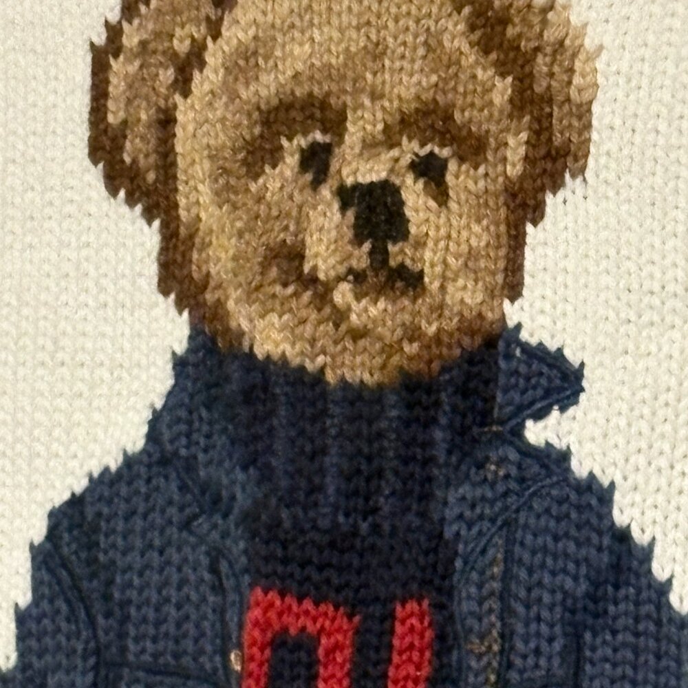 Polo Ralph Lauren Women's Bear Sweater White Sz L fancy trendy modern warm $440 - Picture 5 of 10